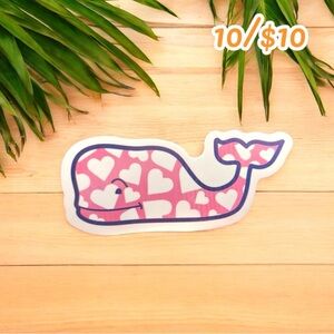 Pink Heart Whale Sticker – Approx. 2 3/4”